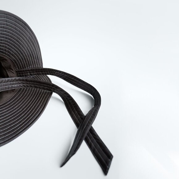 NWT Zara brown faux leather bucket hat with self-tie detail, S - Picture 5 of 12